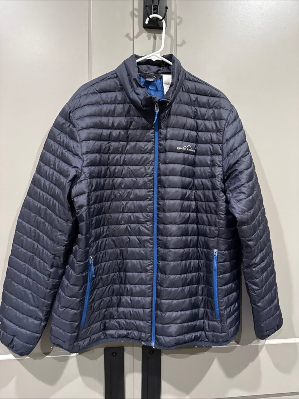 Eddie Bauer Microlight Down Puffer Jacket Mens XL Navy Blue EB650